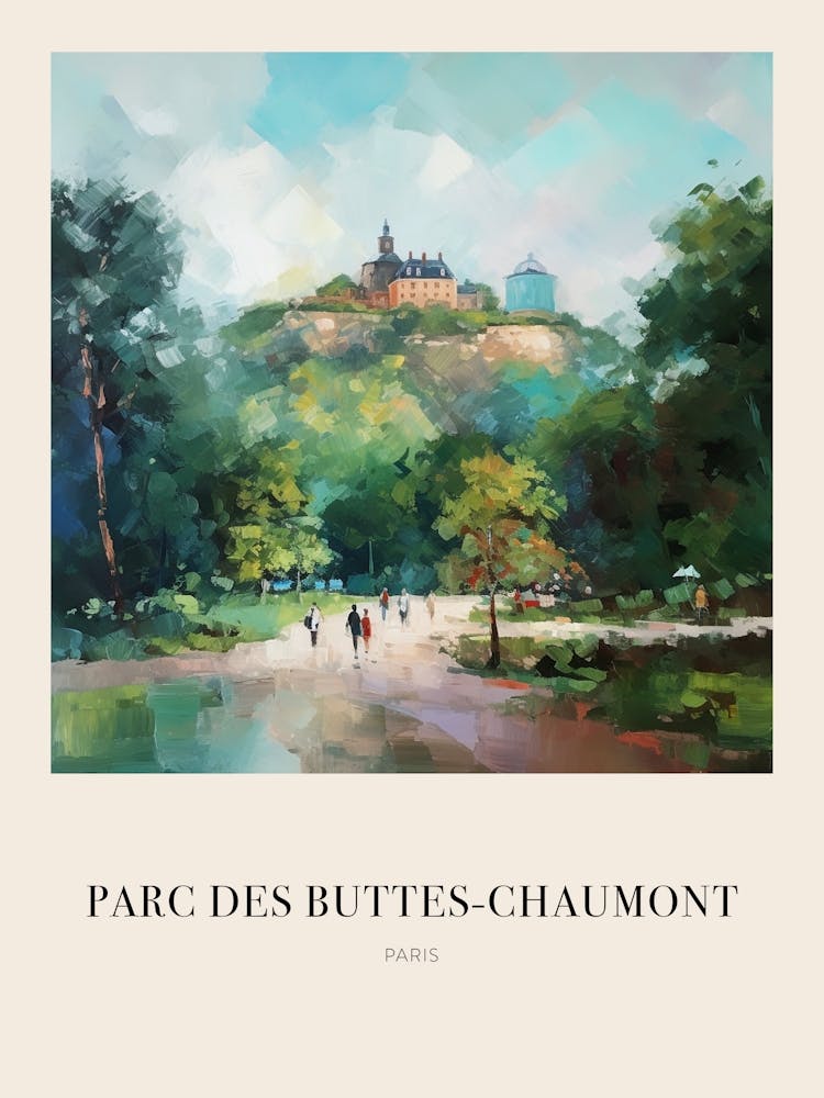 Parc Des Buttes Chaumont Paris France Vintage Cezanne Inspired Poster