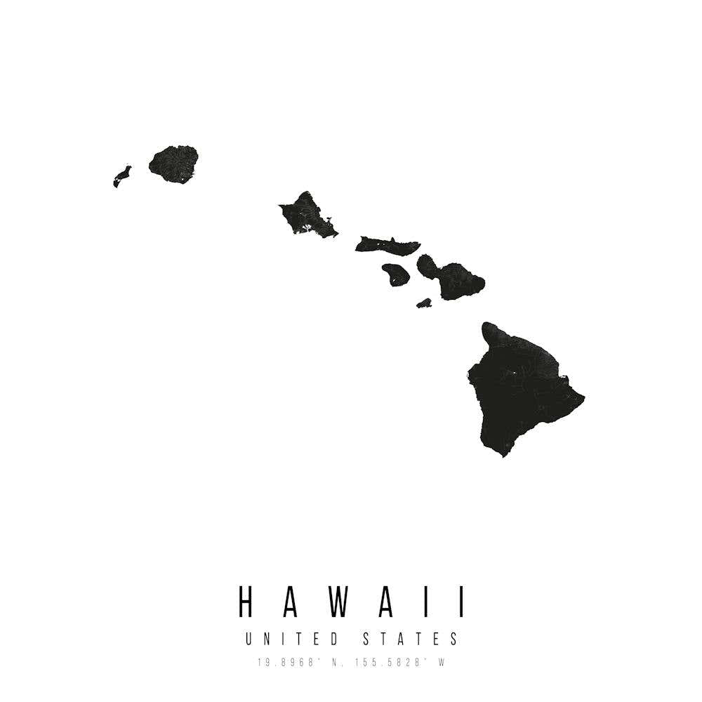 Hawaii Mono Black And White State Square