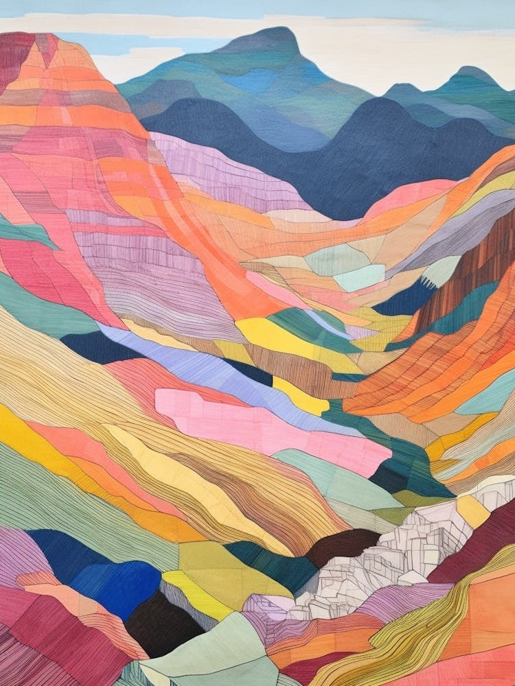 Snowdonia National Park Wales Colourful Mountain Illustration