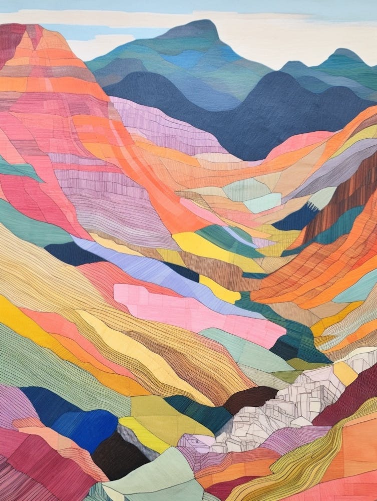 Snowdonia National Park Wales Colourful Mountain Illustration