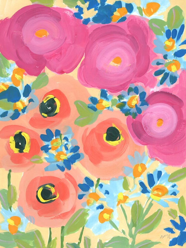 Rosa Rosen mit Korallenanemonen