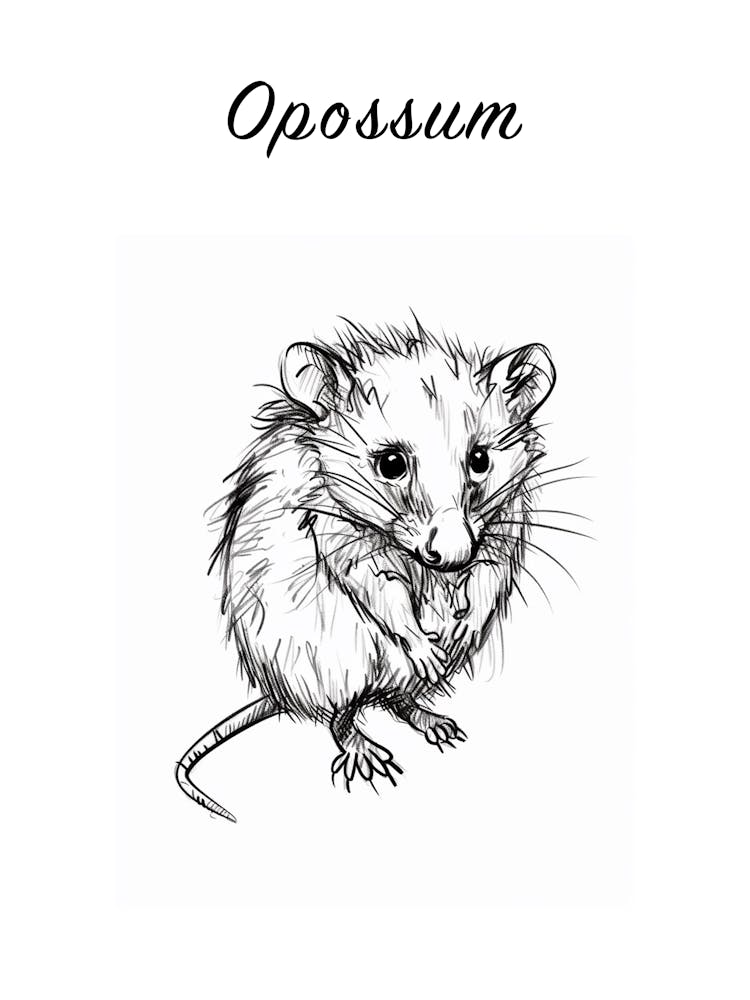 B&W Opossum Poster