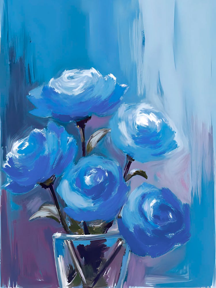 Blaue Rosen In Einer Vase