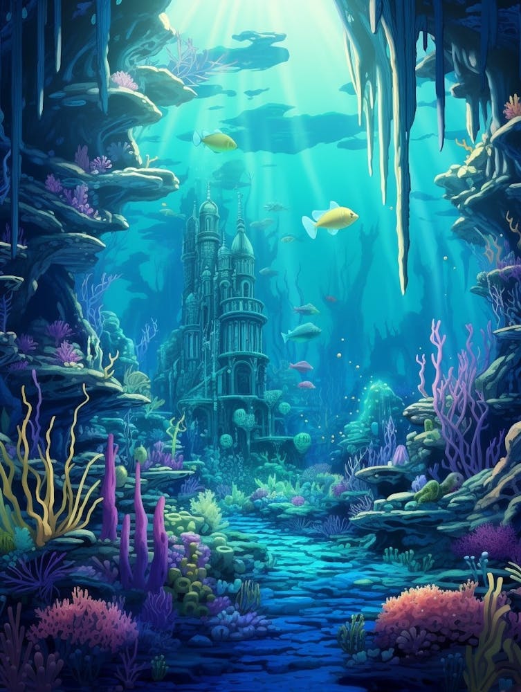 Paysage Sous-Marin Pixel Art 1