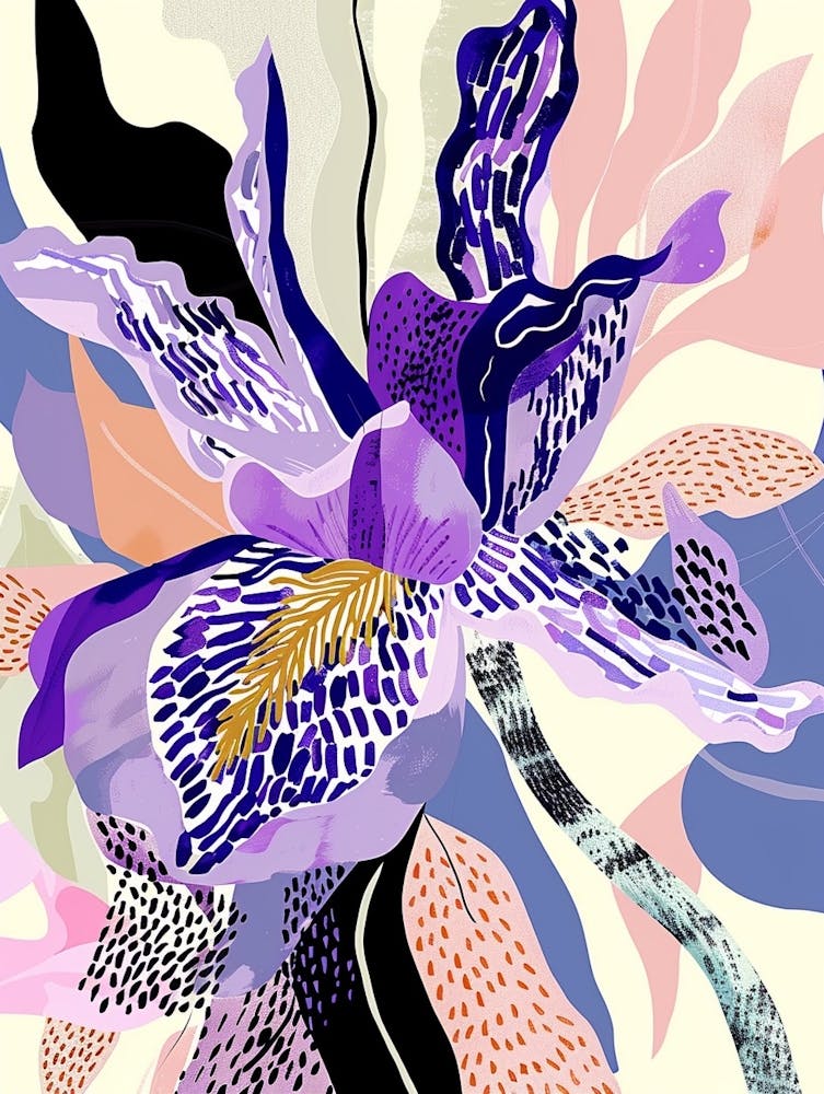 Colourful Flower Illustration Lilac 4