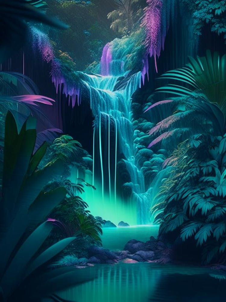 Waterfalls In A Jungle, Waterscape Holographic 1