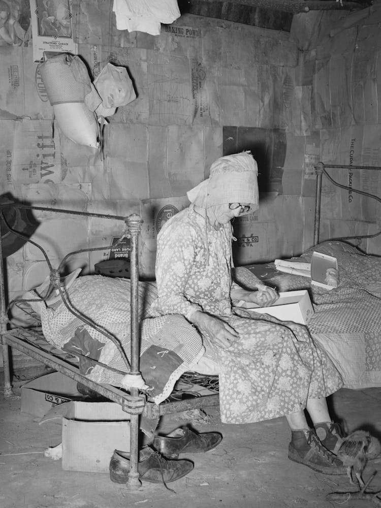 Widow, Tenant Farmer, In Her Home In Mcintosh County, Oklahoma By Russell Lee