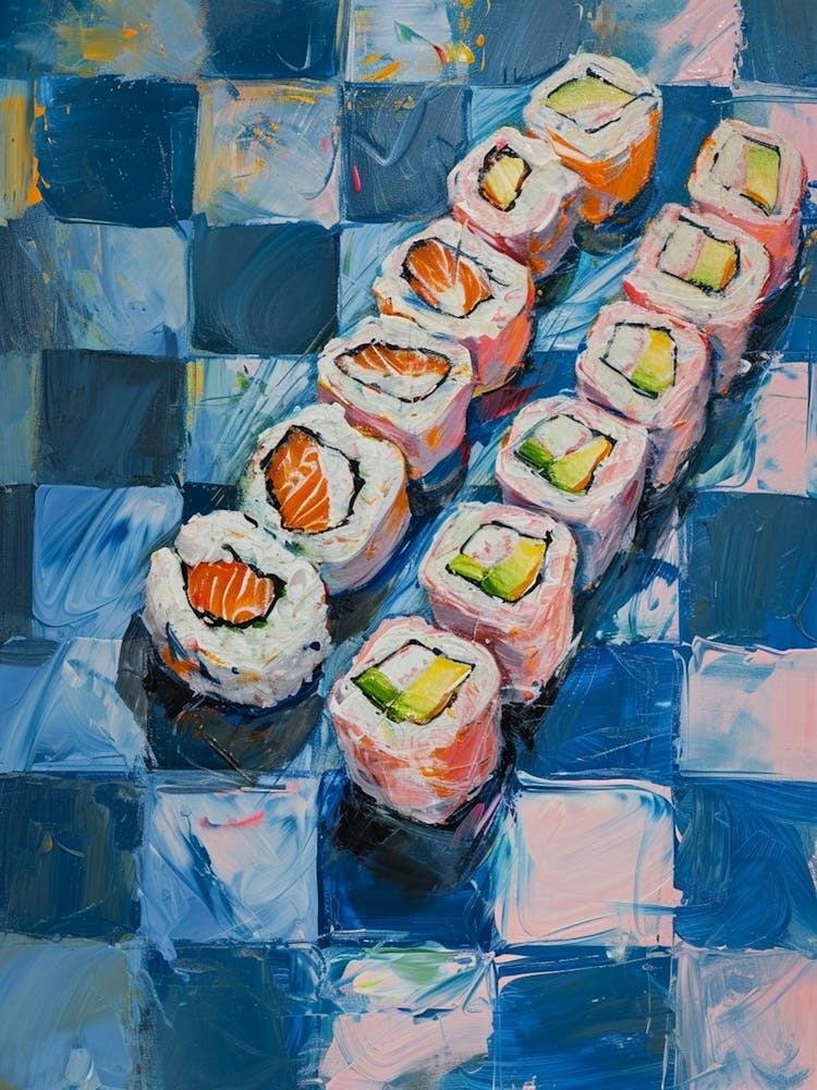 Sushi Blue Checkerboard 1