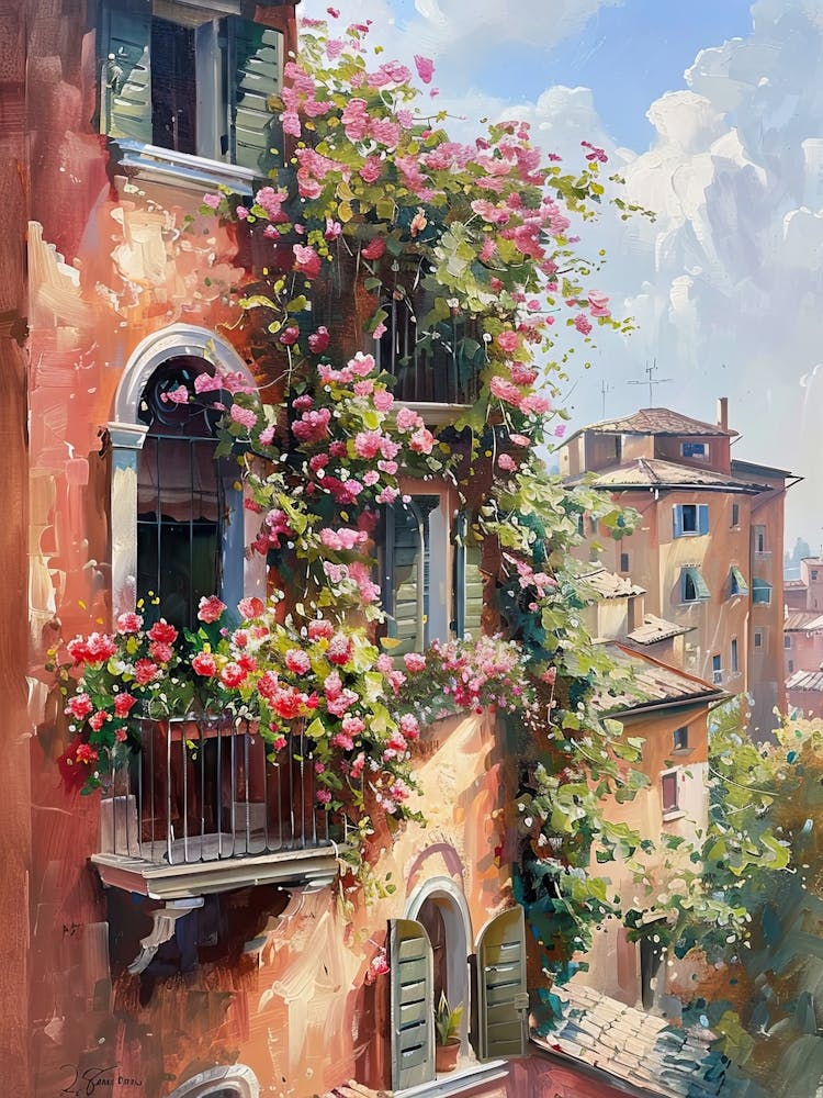 Balcony View Painting In Rome 3