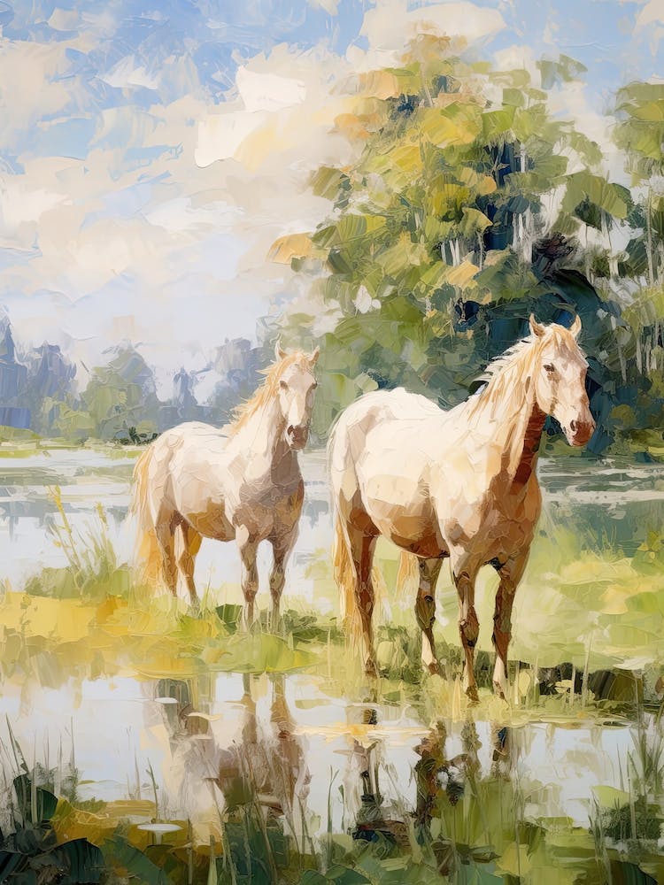 Horses Painting In Loire Valley, France 3