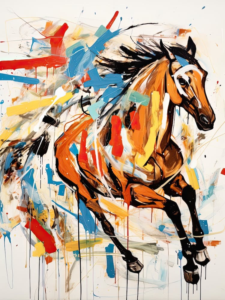Une Peinture de Cheval Dans Le Style Des Techniques Expressionnistes Abstraites 1