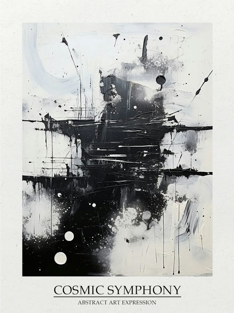 Cosmic Symphony Abstract Black And White 7 Poster