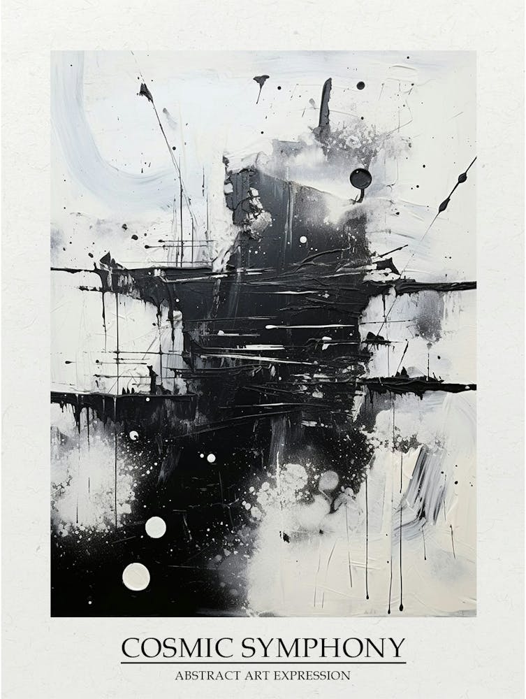 Cosmic Symphony Abstract Black And White 7 Poster