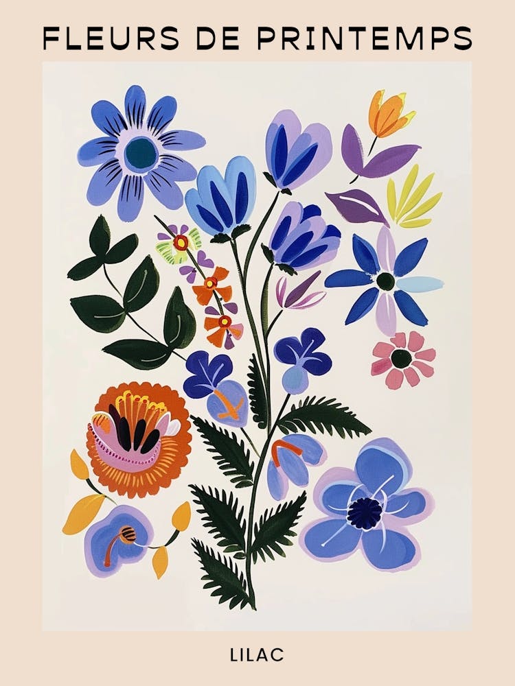 Spring Floral French Poster  Lilac 4