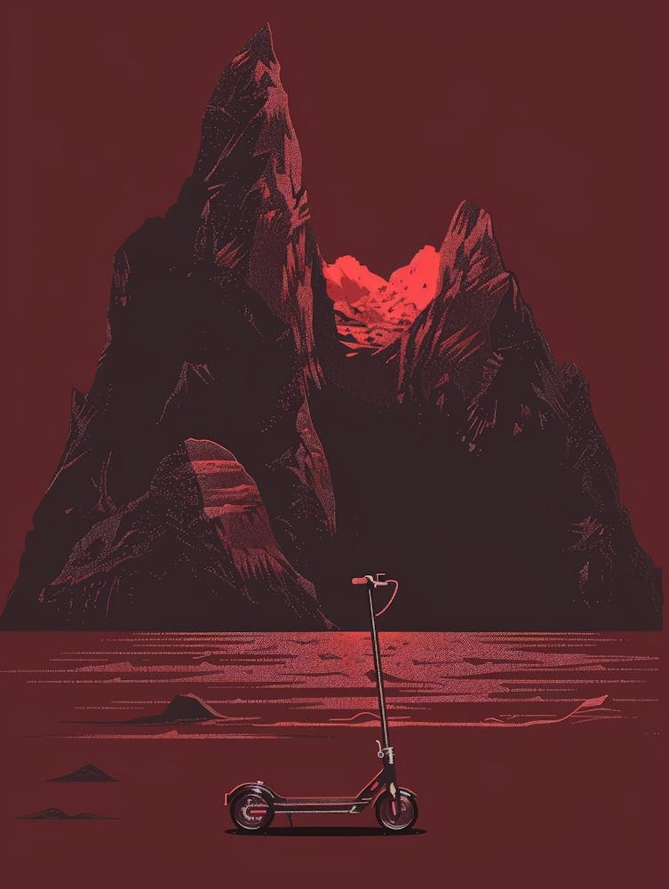 Scooter In Front Of Mountains