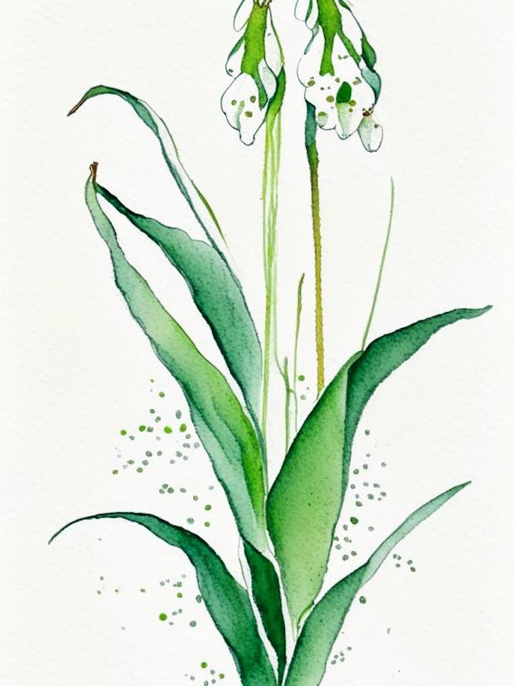 Lily Of The Valley Herb Minimalist Watercolour 1