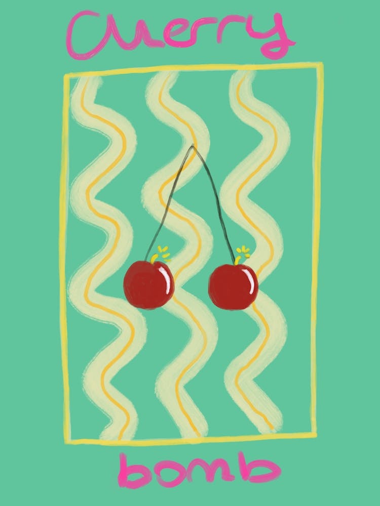 Turquoise Lyrics Song and Food Illustration Cherry Poster
