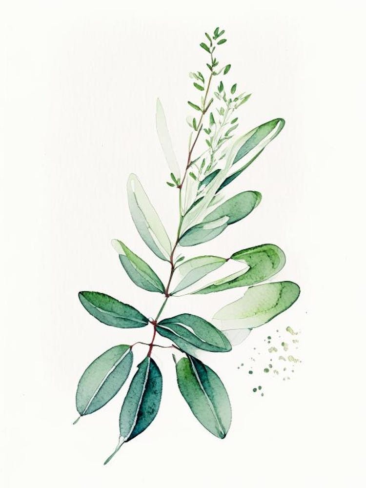 Wintergreen Herb Minimalist Watercolour