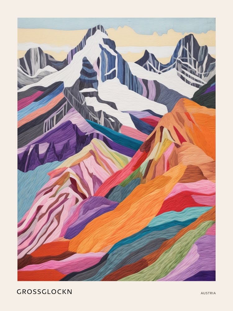 Grossglockn Austria 1 Colourful Mountain Illustration Poster