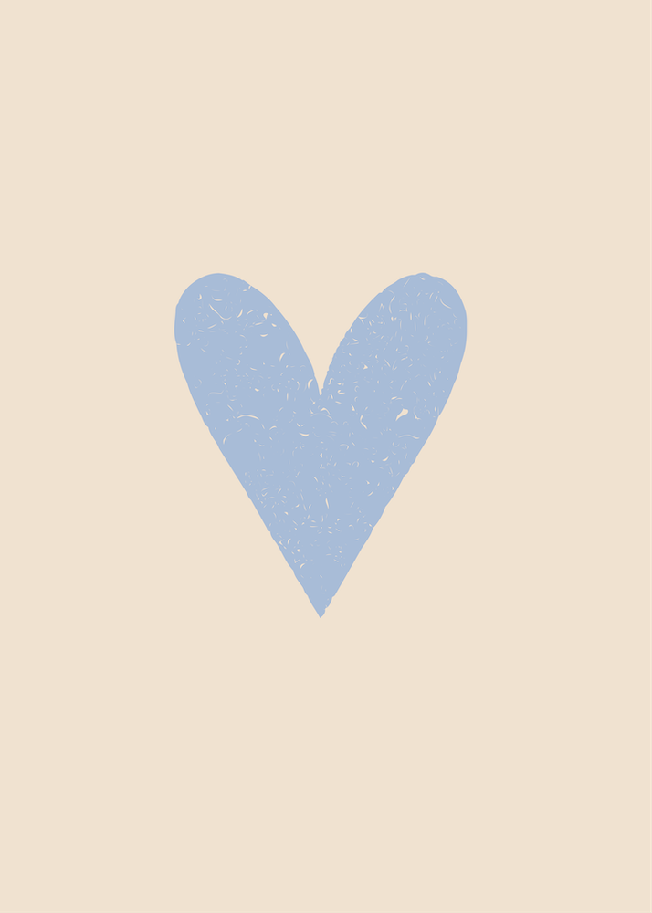Heart Blue Beige Vintage
