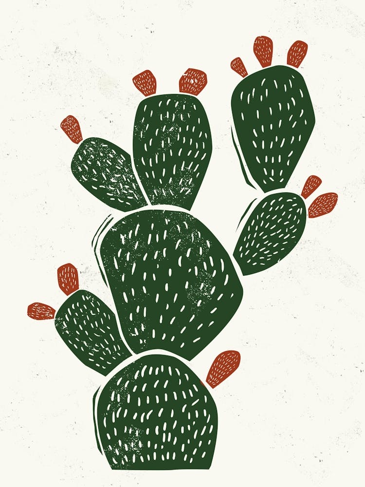 Cactus Linocut 1