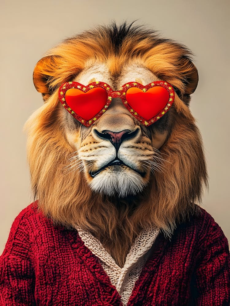 Lion With Heart Glasses