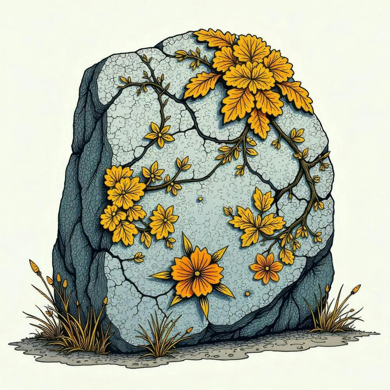 Stone With Flowers