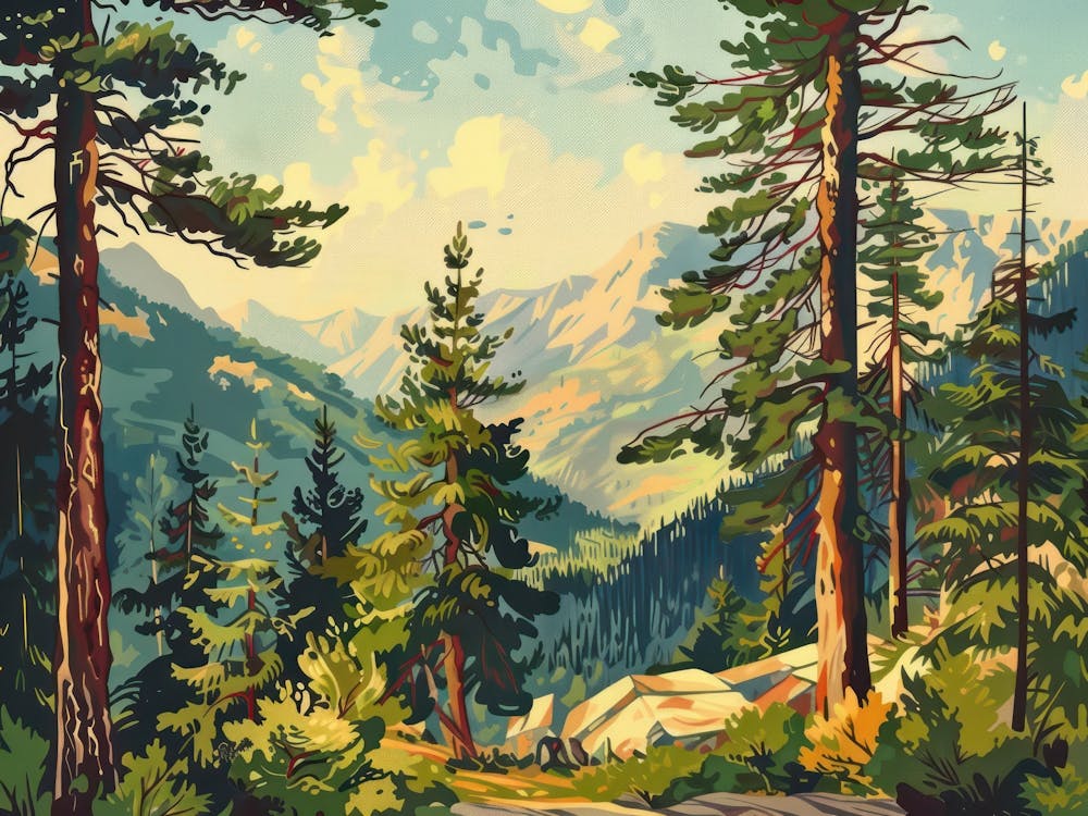 Retro Wooded Pines 1