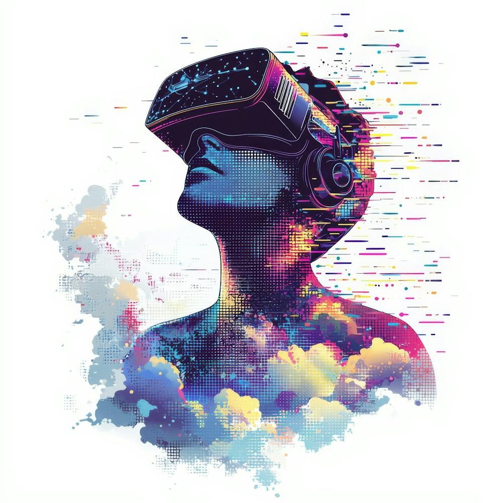 VR-Headset.Generiert AI. Wand