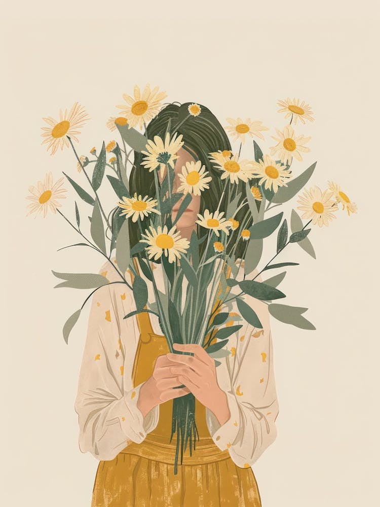 Spring Girl With Yellow Flowers 4