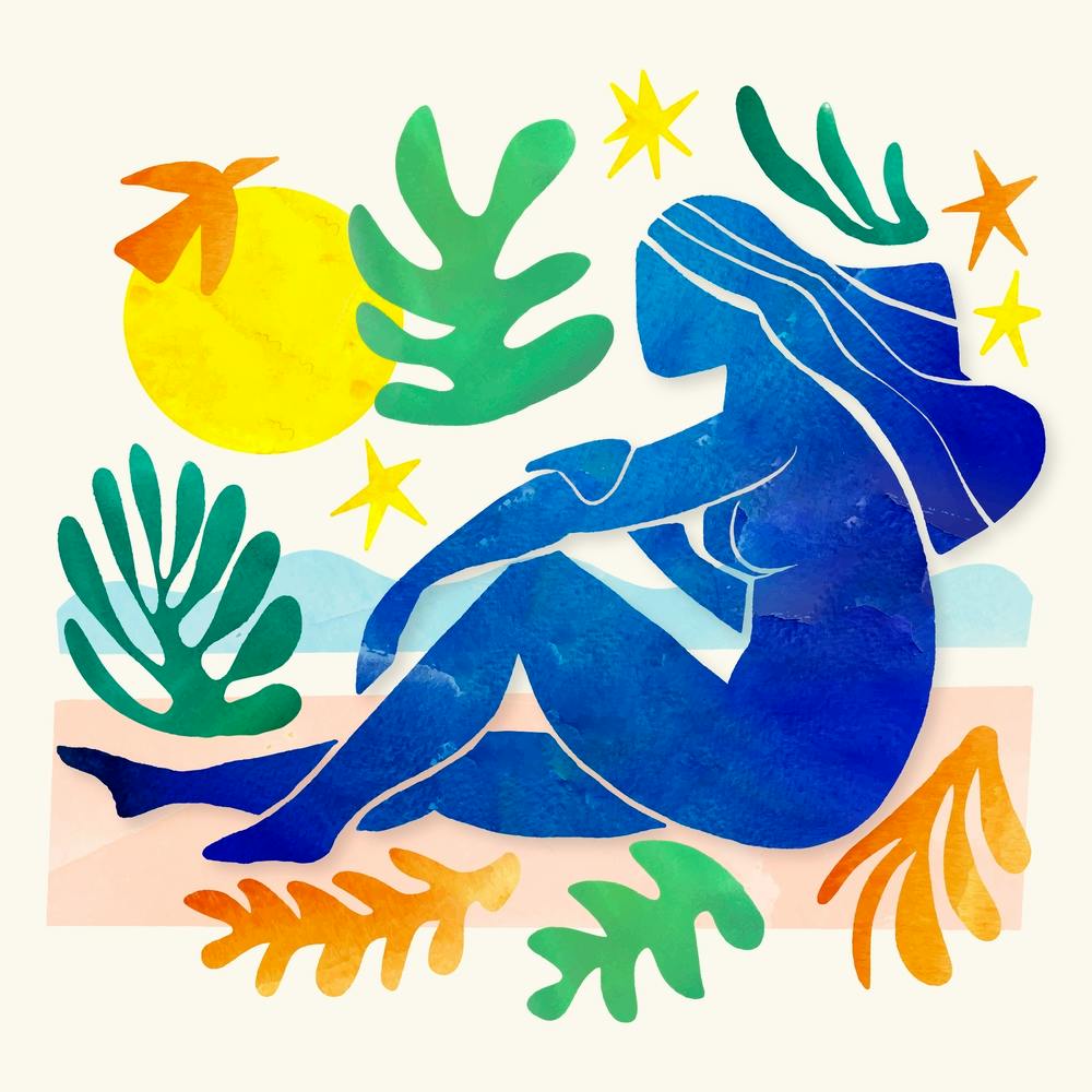 By the Beach Matisse Style Watercolor