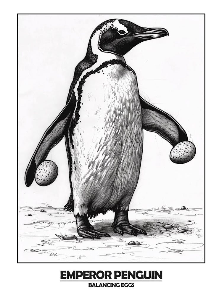 Penguin Balancing Eggs Poster 2