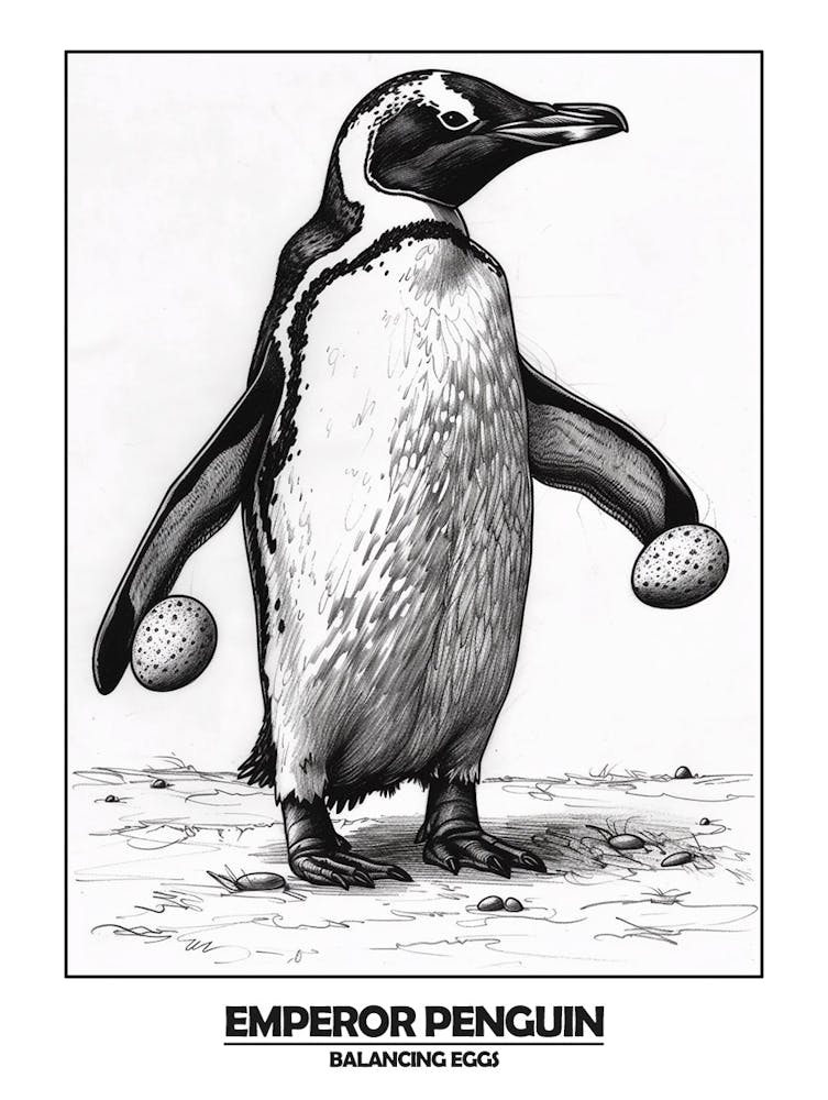 Penguin Balancing Eggs Poster 2