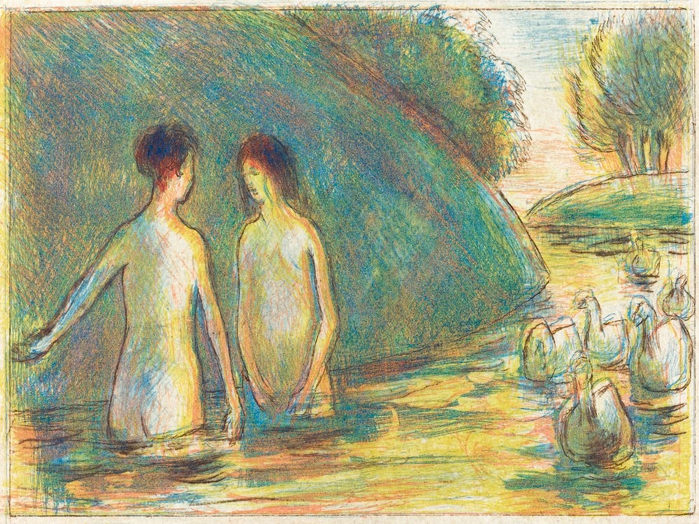 Bathers Tending Geese (ca. 1895), Camille Pissarro