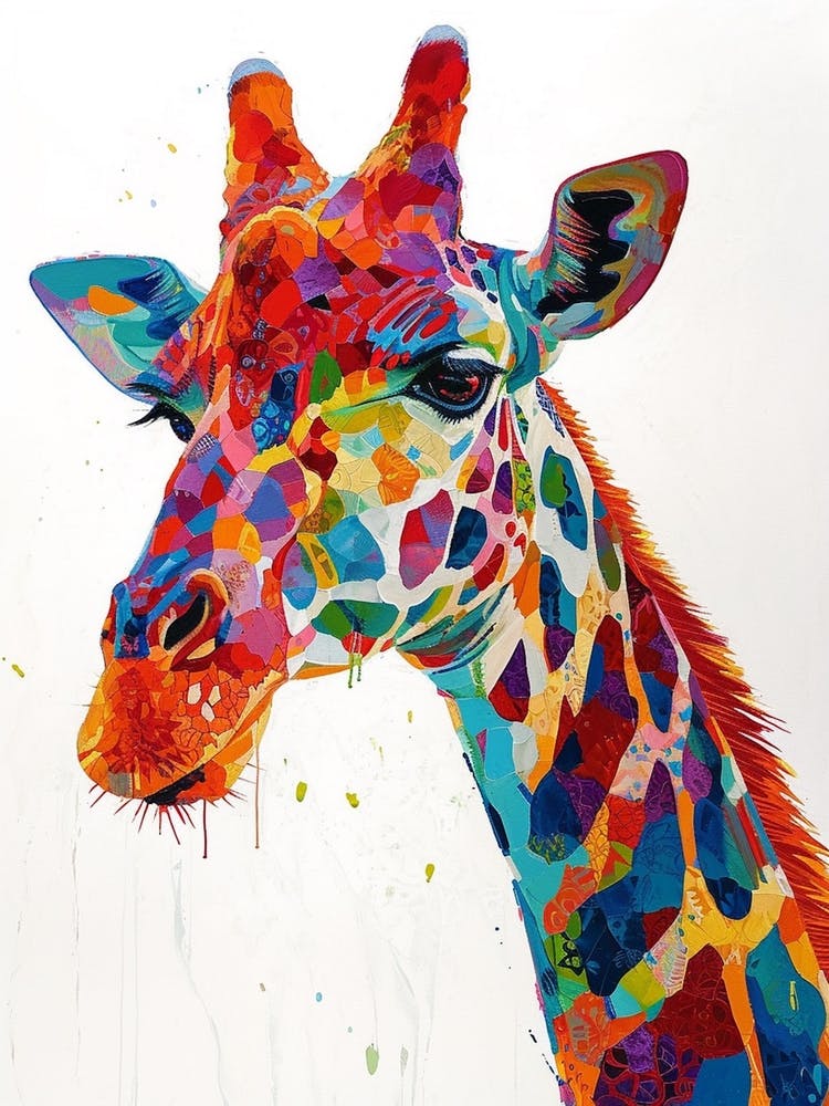Watercolour Geometric Colourful Giraffe
