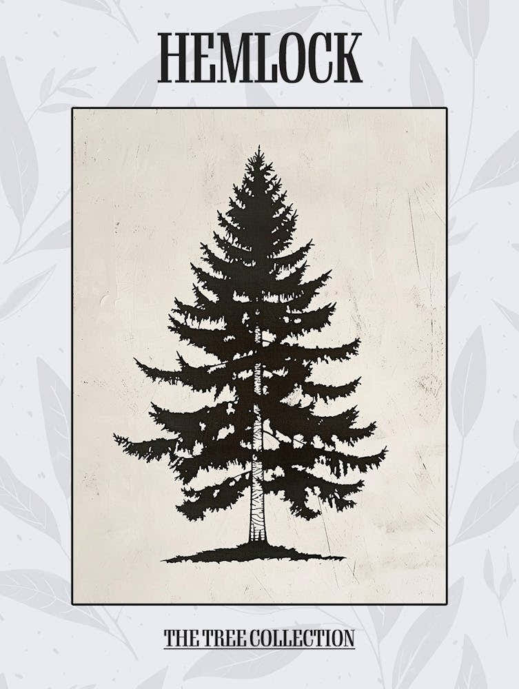 Hemlock Tree Simple Geometric Nature Stencil 2 Poster