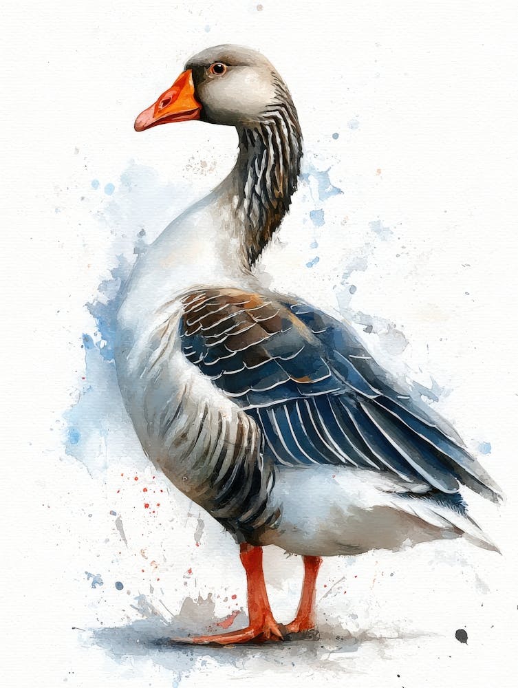 Aihrgdesign Isolated Watercolor Painting Of Birds Goose With 5