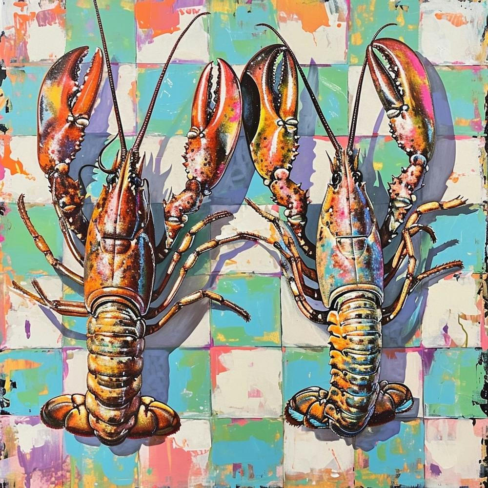 Pastel Tile Lobster 2