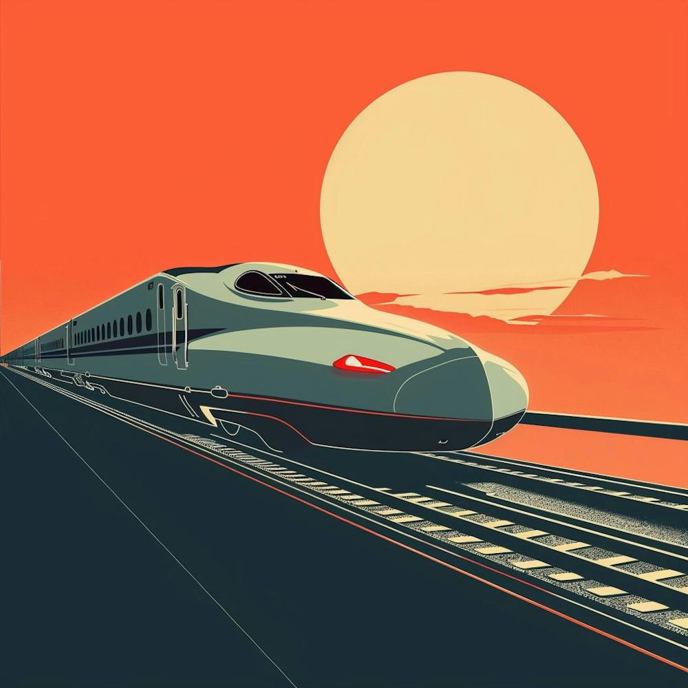 Bullet Train At Sunset