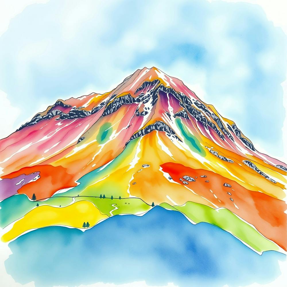 Watercolor Of A Mountain 2