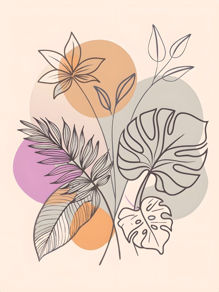Tropical Leaves And Flowers 2