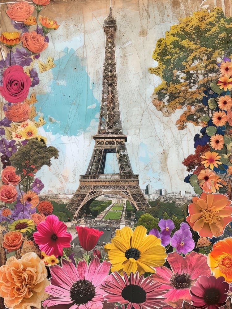 Paris   Floral Retro Collage Style 3