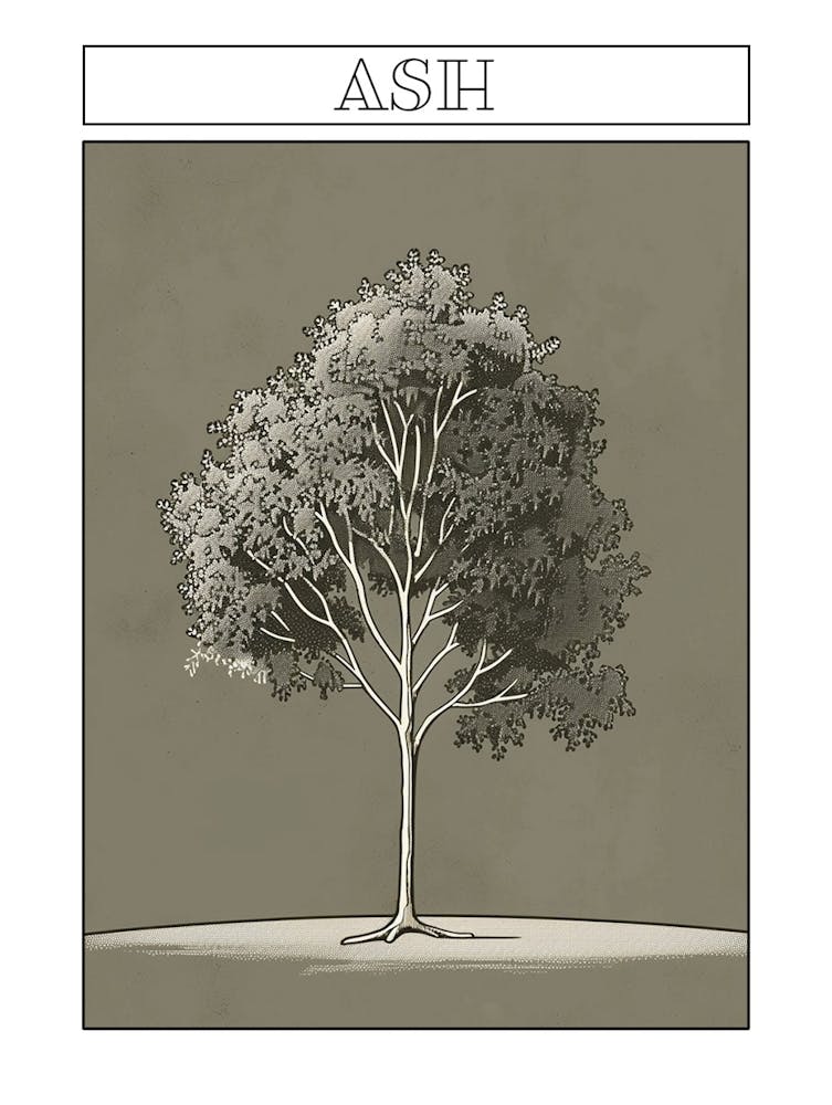 Ash Tree Minimalistic Drawing 4 Poster