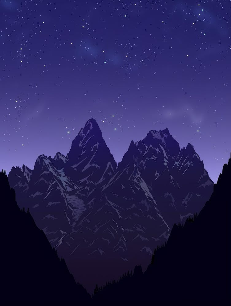 Night Sky With Mountains