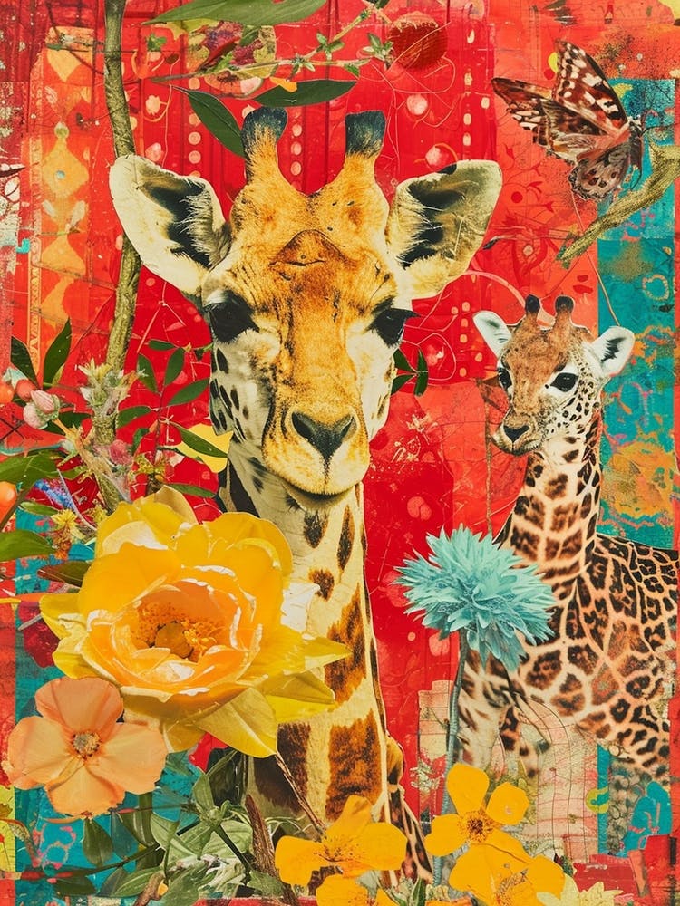 Abstrakte Kitsch Safari-Tier Collage 2