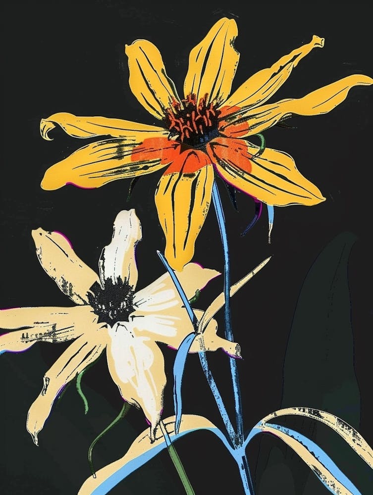 Neon Flowers On Black Black Eyed Susan 2