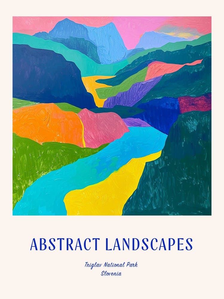 Colourful Abstract Triglav National Park Slovenia 2 Poster Blue