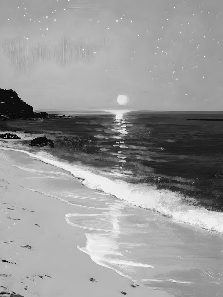 Black And White Beach Painting 4