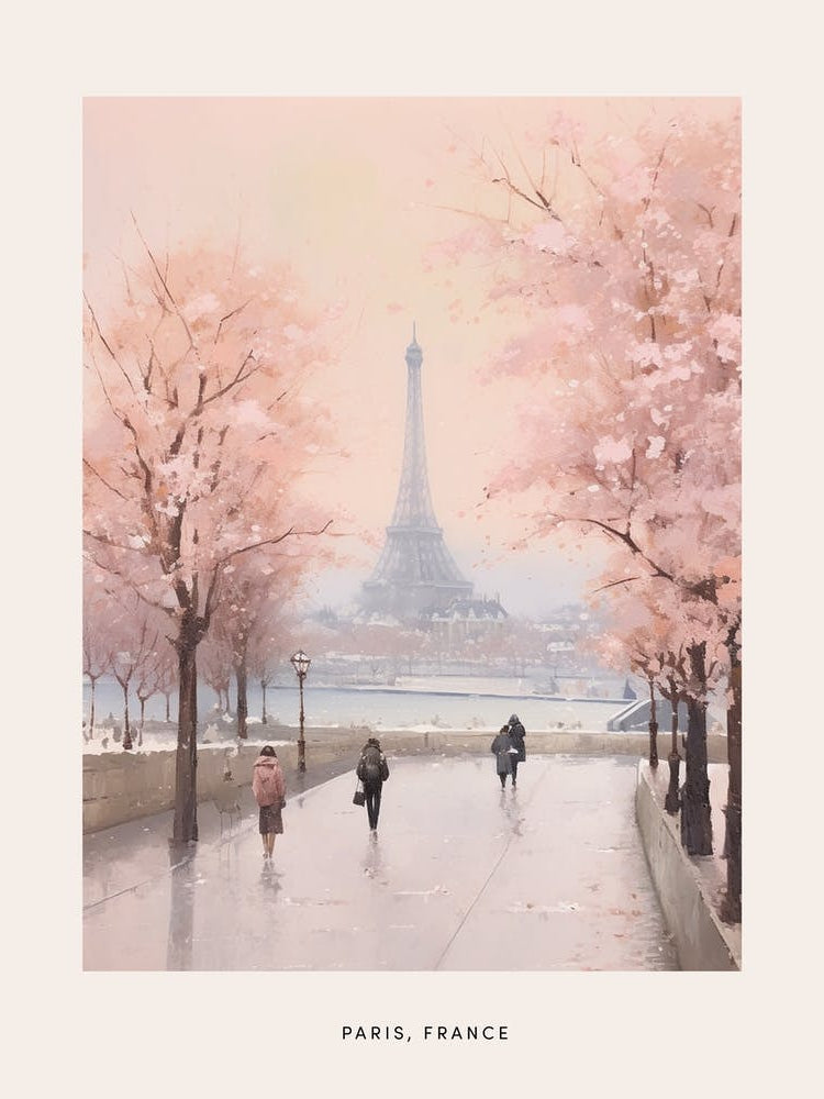 Dreamy Winter Painting Poster Paris France 4