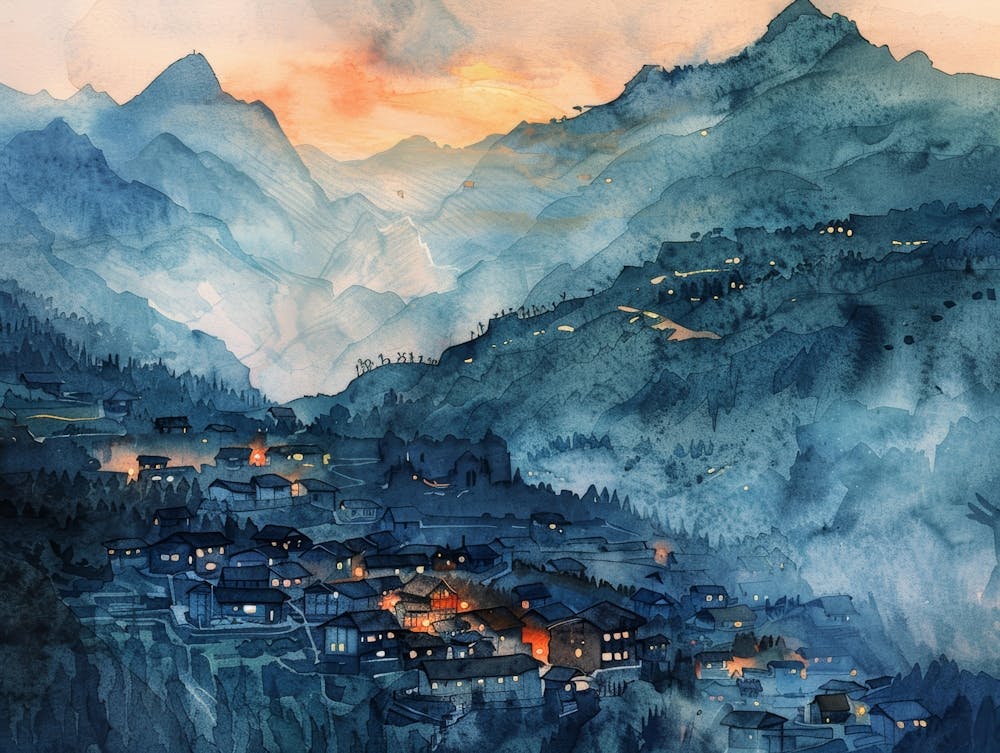 Village At Sunset